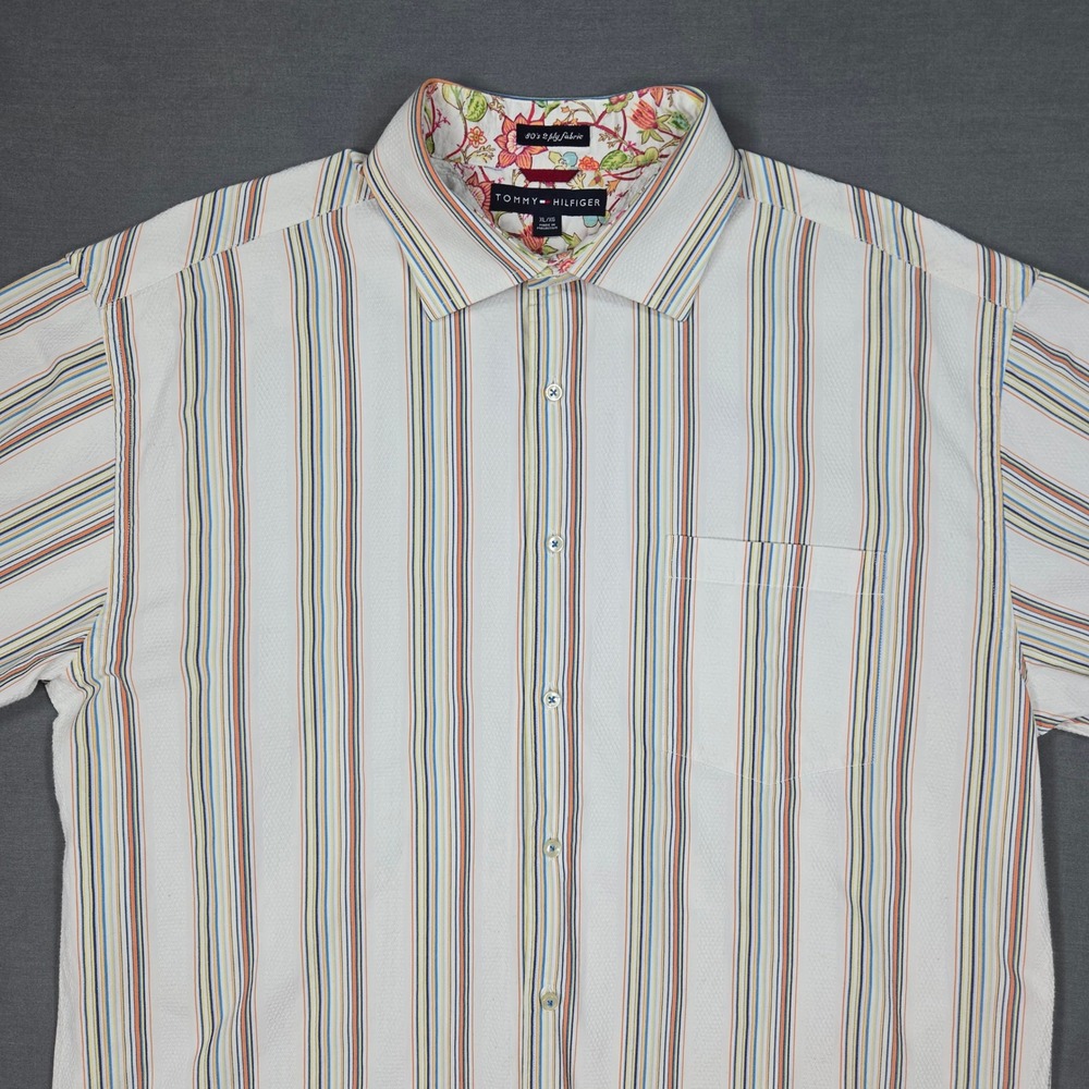 Tommy‎ Hilfiger Mens XL Striped Button Up Shirt 80s 2 Ply Fabric Cotton - Picture 5 of 13